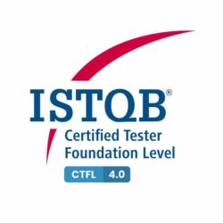 ISTQB Certified Tester Foundation Level CTFL 4.0 logo featuring blue serif text and a red swoosh icon.