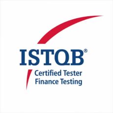 ISTQB Certified Tester Finance Testing (CT-FT) official logo featuring blue text and a red swoosh element against a white background.